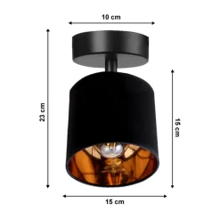 Flexibler Deckenstrahler Stoff Metall E27 rund Ø15 cm