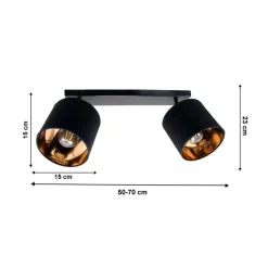 Flexibler Deckenstrahler Stoff Metall E27 70 cm lang