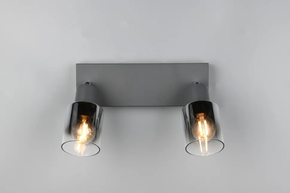 Flexibler Deckenstrahler Rauchglas Metall E14 T:27,5 cm