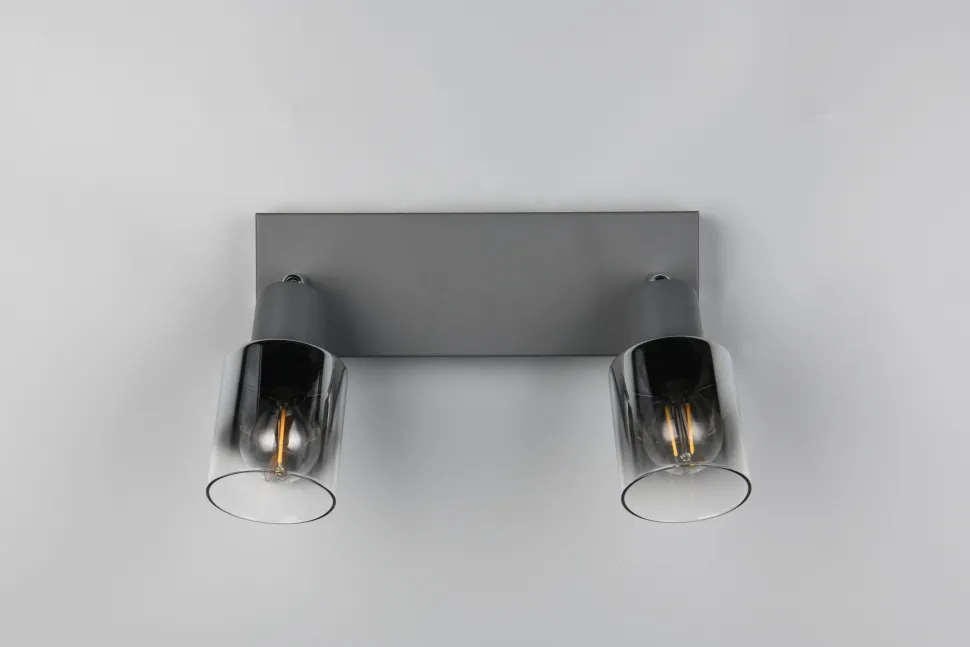 Flexibler Deckenstrahler Rauchglas Metall E14 T:27,5 cm