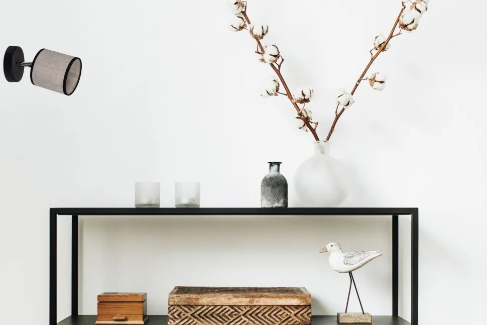 Flexibler Wandstrahler blendarm Stoff E14 H:16 cm klein