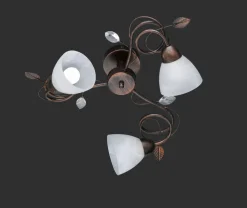 Florale Deckenleuchte Metall Glas E14 3-flmg Rost Antik