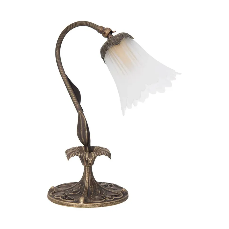 Florale Nachttischleuchte Weiß