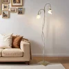 Florale Stehlampe Wohnzimmer in Gold Alabaster Glas