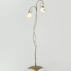 Florale Stehlampe Wohnzimmer in Gold Alabaster Glas