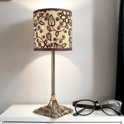 Florale Tischleuchte Nachttischlampe Weiß