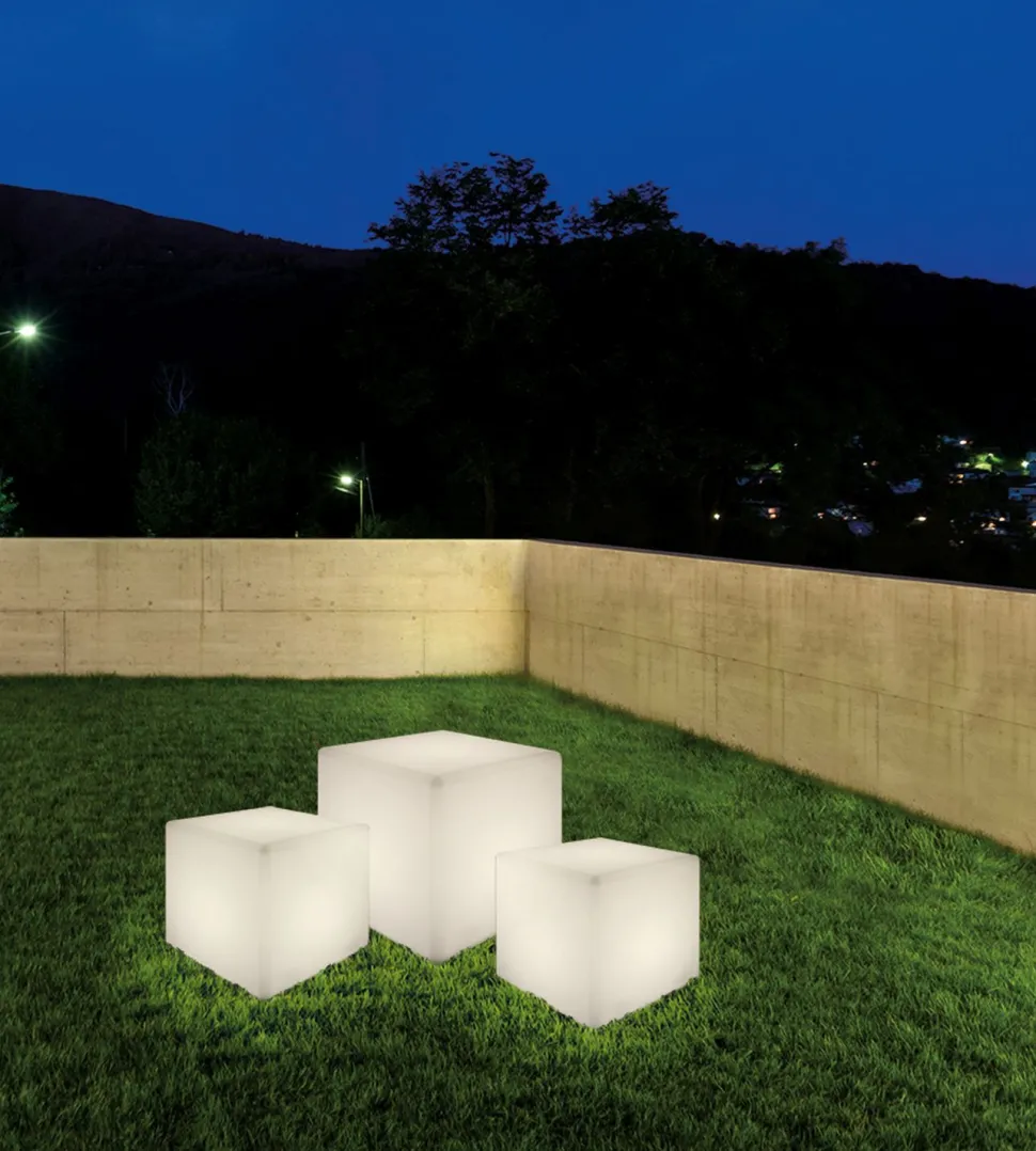 Garten Lichtwürfel Weiß 38,5cm Deko Lampe CUMULUS