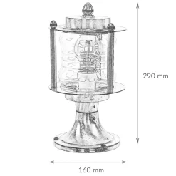 Garten Wegbeleuchtung in Nickel Echt-Messing H:29cm