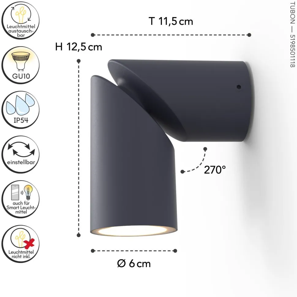 Gartenstrahler Anthrazit Aluminium GU10 IP54 beweglich