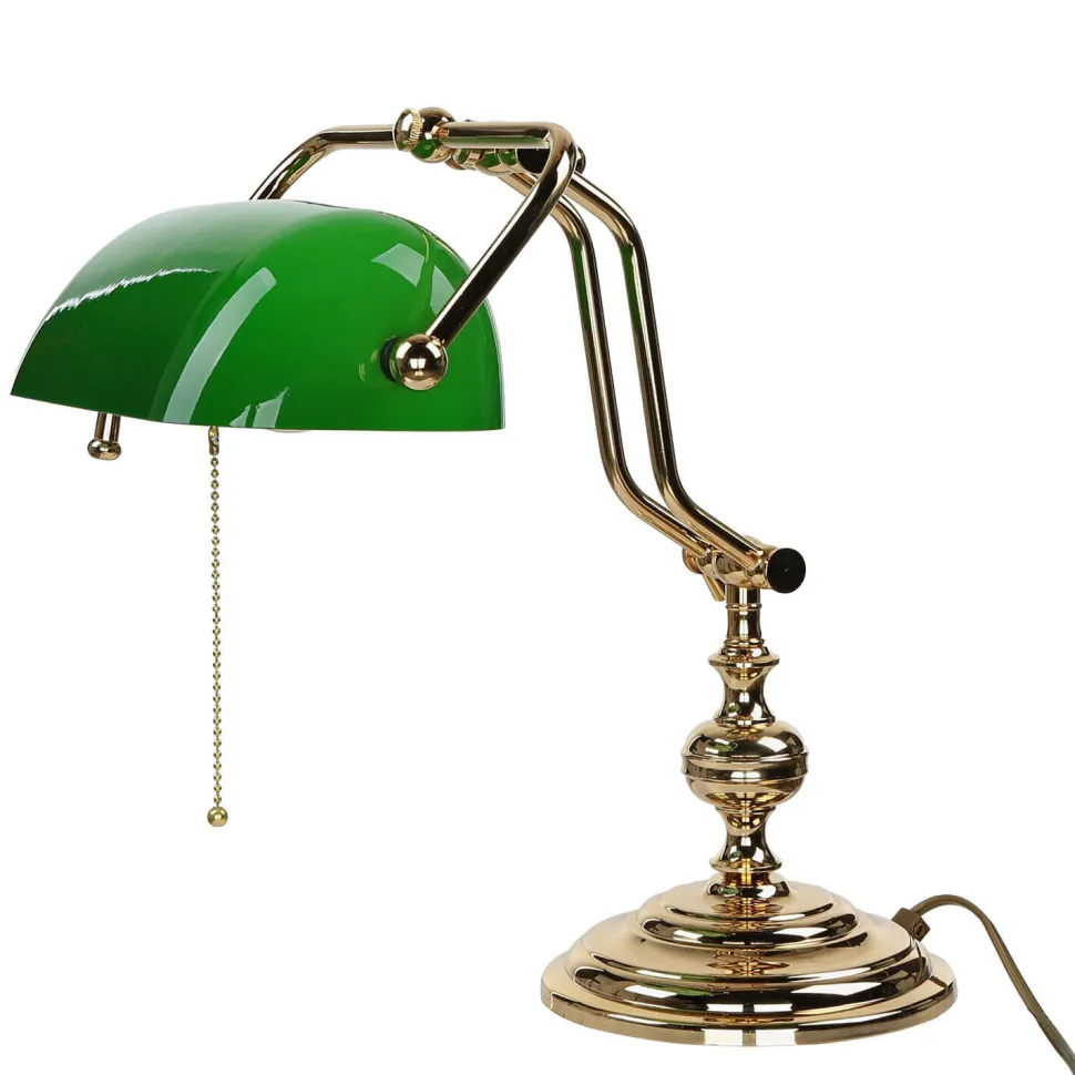 Gebogene Jugendstil Bankerlampe Vergoldet 24 Karat