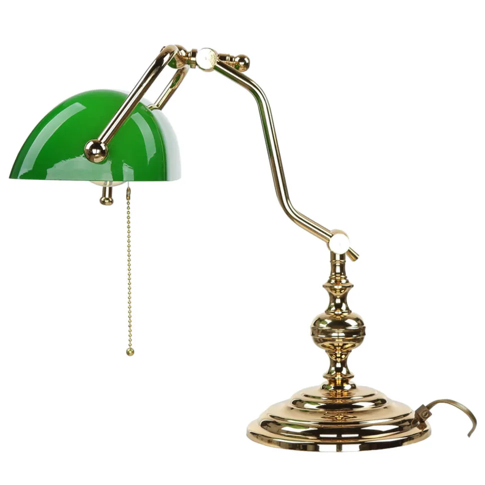 Gebogene Jugendstil Bankerlampe Vergoldet 24 Karat