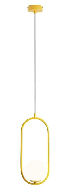 Gelbe Hängelampe Metall Glas B:14 cm E14 dekorativ