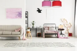 Gemütliche Deckenlampe Stoff Rosa Rot E27 L:70 cm