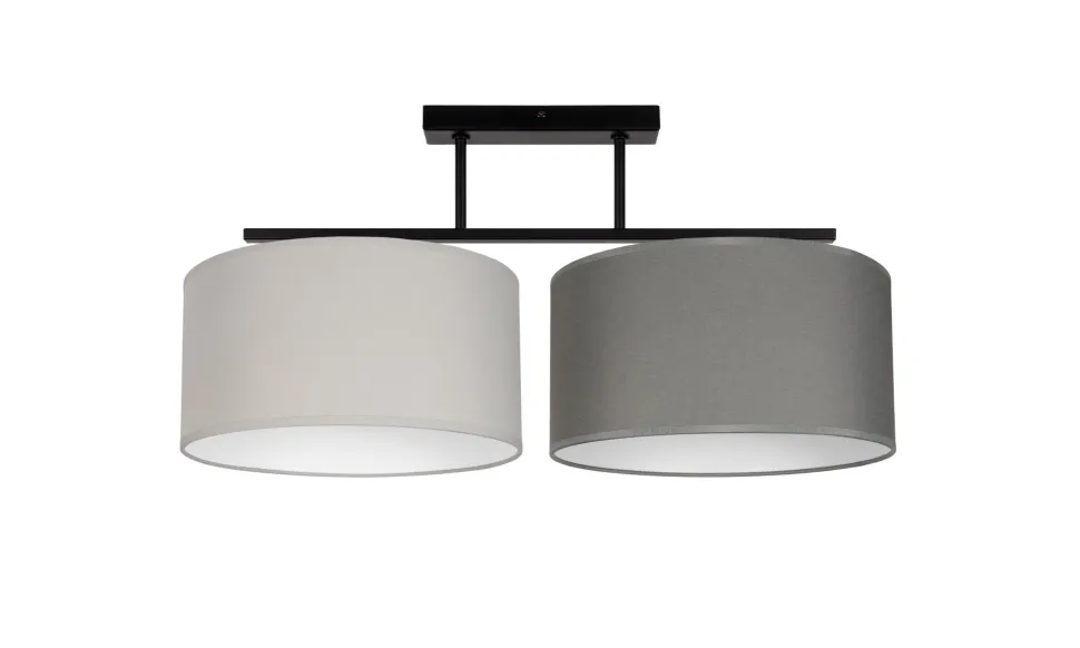 Gemütliche Deckenlampe Stoff Grau Graphit E27 L:70 cm