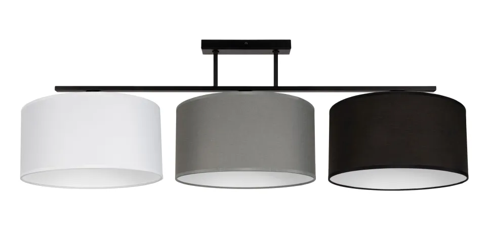 Gemütliche Deckenlampe Stoff Weiß Grau Schwarz 3-flmg