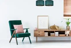 Gemütliche Deckenlampe Stoff Grün Muster E27 L:70 cm