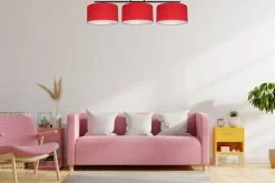 Gemütliche Deckenleuchte Stoff Schwarz Rot E27 100 cm