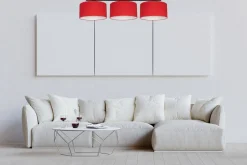 Gemütliche Deckenleuchte Stoff Schwarz Rot E27 100 cm