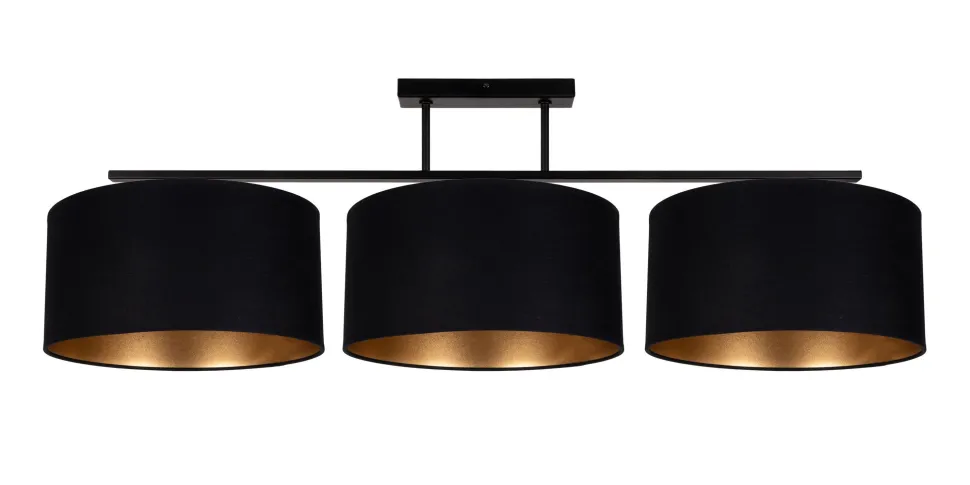 Gemütliche Deckenleuchte Stoff Schwarz Gold E27 100 cm