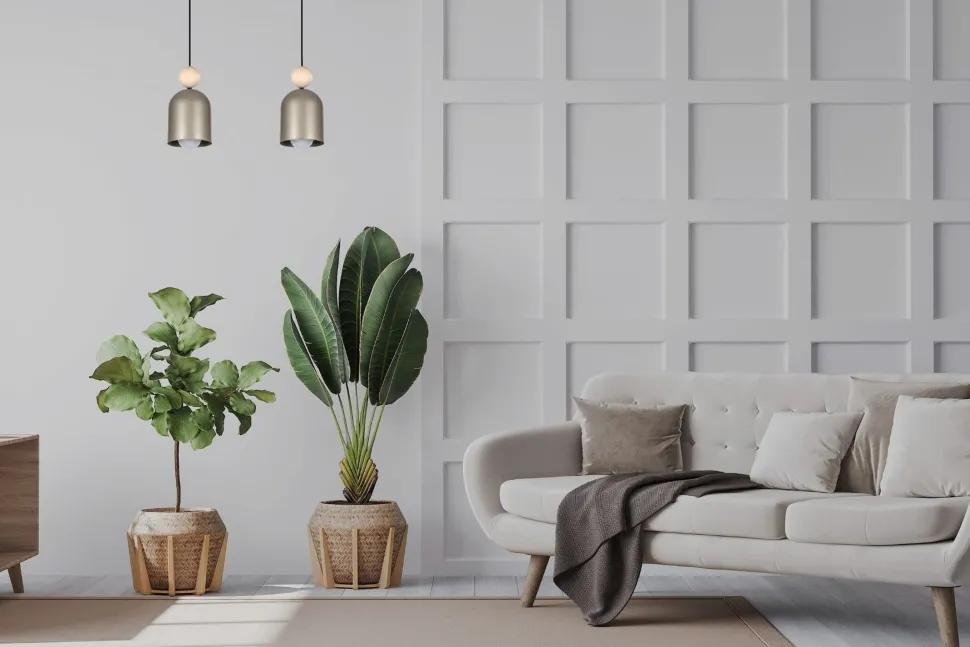 Gemütliche Hängelampe Champagner Metall Holz E27 46 cm