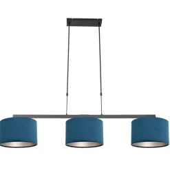 Gemütliche Hängelampe Schwarz Blau Metall Stoff 140 cm