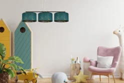 Gemütliche Hängelampe Stoff Grün Muster E27 100 cm lang