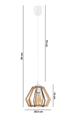 Gemütliche Hängelampe Weiß Natur Holz E27 B:20,5 cm