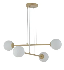 Gemütliche Hängeleuchte Glas Metall Gold G9 4-flammig