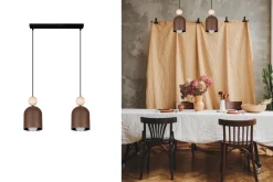 Gemütliche Hängeleuchte Rostbraun Metall Holz E27 46 cm