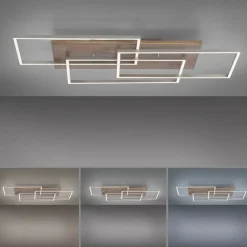 Gemütliche LED Deckenlampe Holz L:82 cm 4320 lm dimmbar