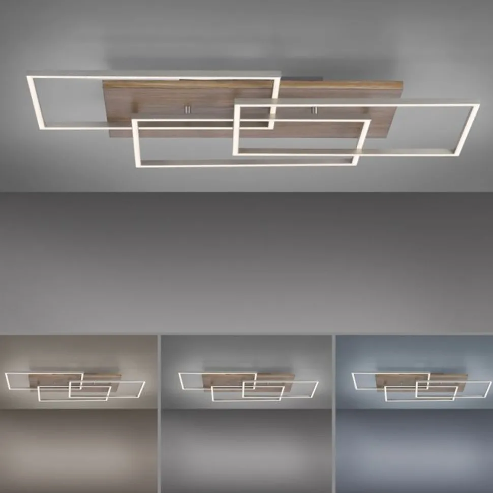 Gemütliche LED Deckenlampe Holz L:82 cm 4320 lm dimmbar