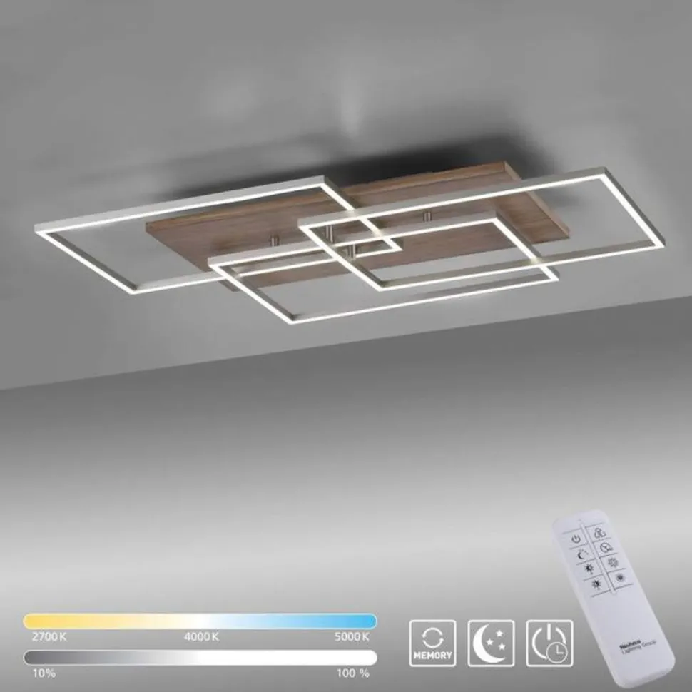 Gemütliche LED Deckenlampe Holz L:82 cm 4320 lm dimmbar