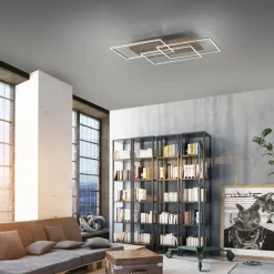 Gemütliche LED Deckenlampe Holz L:82 cm 4320 lm dimmbar