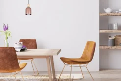 Gemütliche Pendelleuchte Rosa Metall Holz E27 Ø11 cm