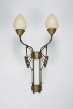 Gemütliche Wandlampe Messing Glas Elfenbein E27 2-flmg