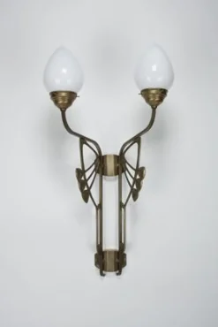 Gemütliche Wandleuchte Messing Glas Weiß E27 B:44 cm