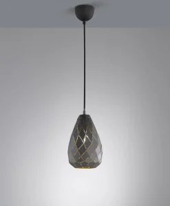 Geometrische Pendelleuchte Metall Anthrazit E27 Ø15 cm