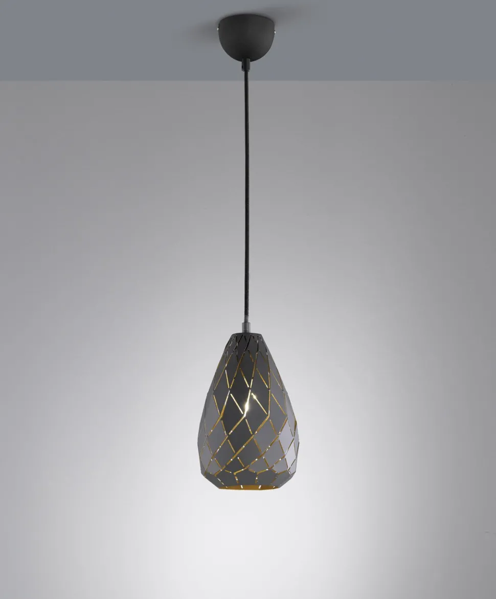 Geometrische Pendelleuchte Metall Anthrazit E27 Ø15 cm