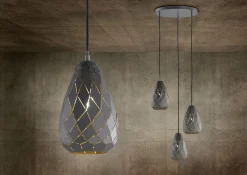 Geometrische Pendelleuchte Metall Anthrazit E27 Ø15 cm