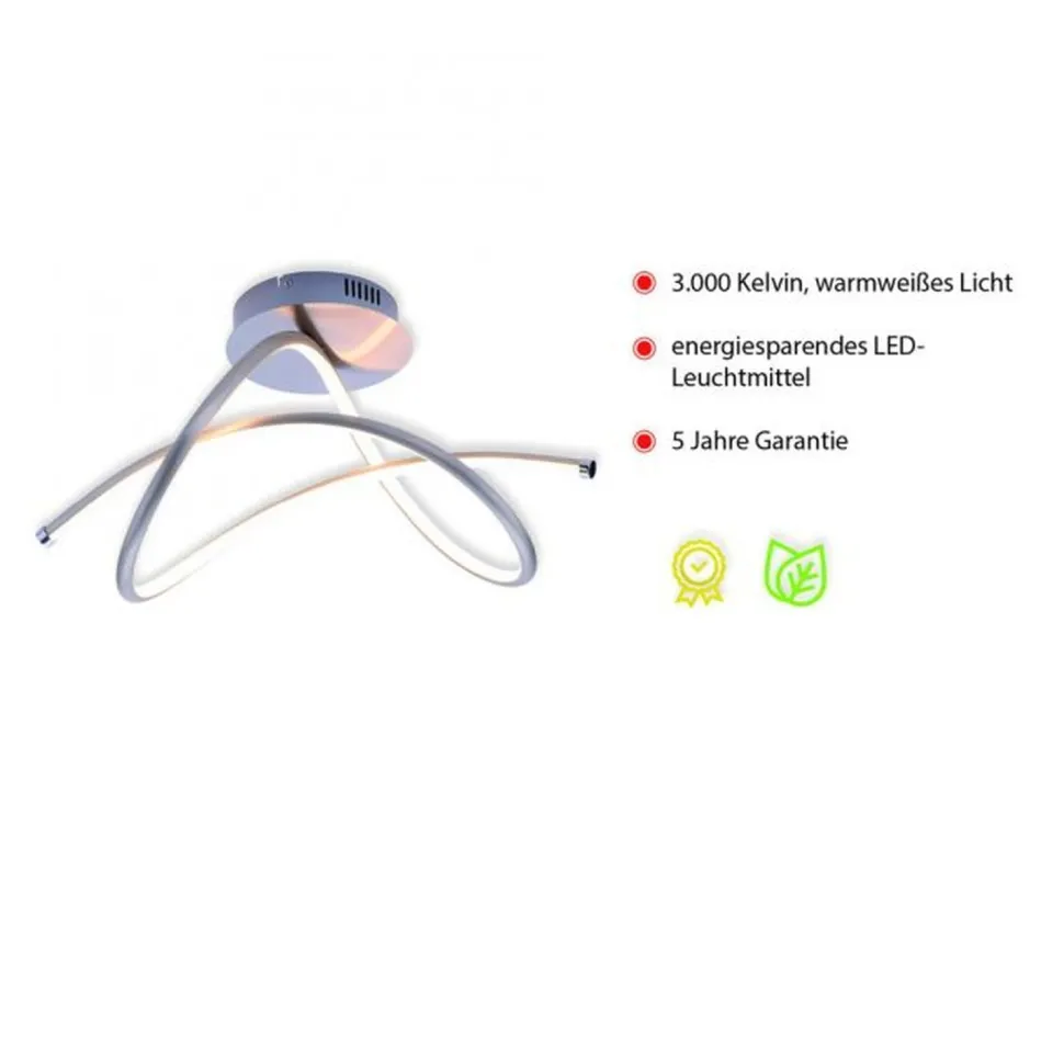 Geschwungene LED Deckenlampe in Stahl 3000 K warmweiß