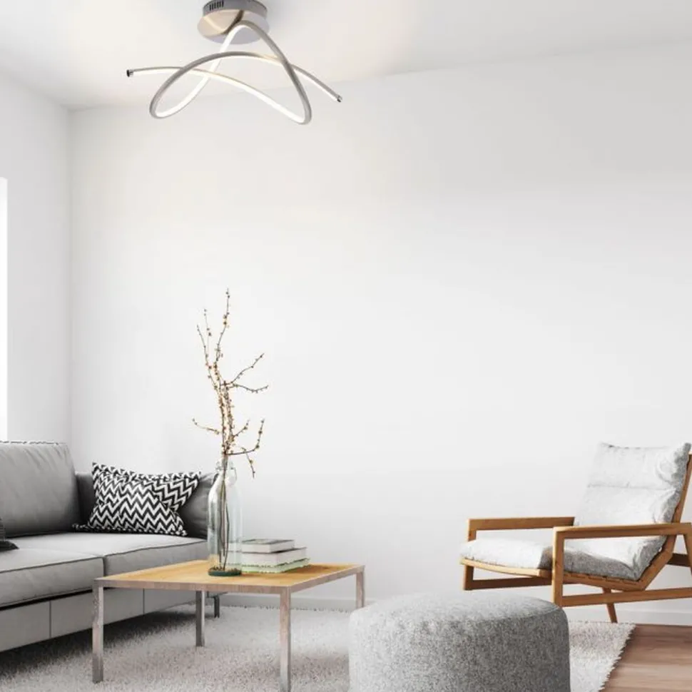 Geschwungene LED Deckenlampe in Stahl 3000 K warmweiß