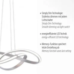Geschwungene LED Pendelleuchte in Stahl 3000 K dimmbar