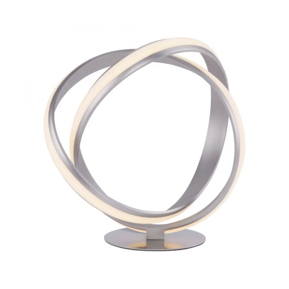 Geschwungene LED Tischlampe in Silber Metall dimmbar