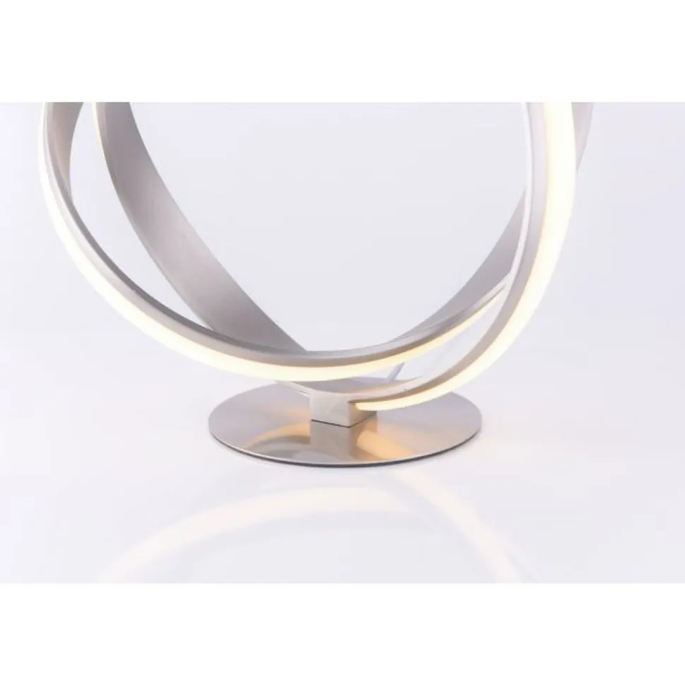 Geschwungene LED Tischlampe in Silber Metall dimmbar