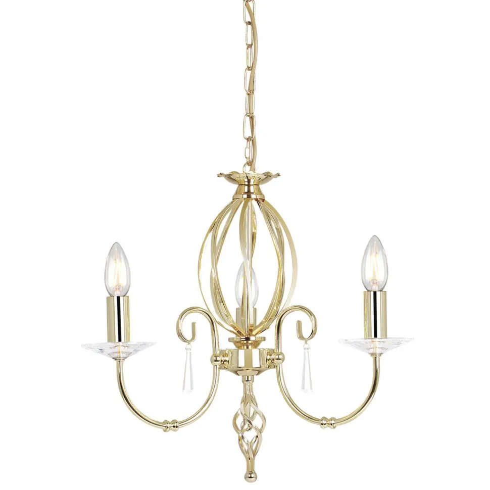 Glanzvoller Kronleuchter in Messing 3-armig Esstisch