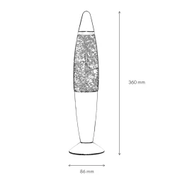 Glitter Lavalampe Schwarz Gold 36 cm Retro TIMMY