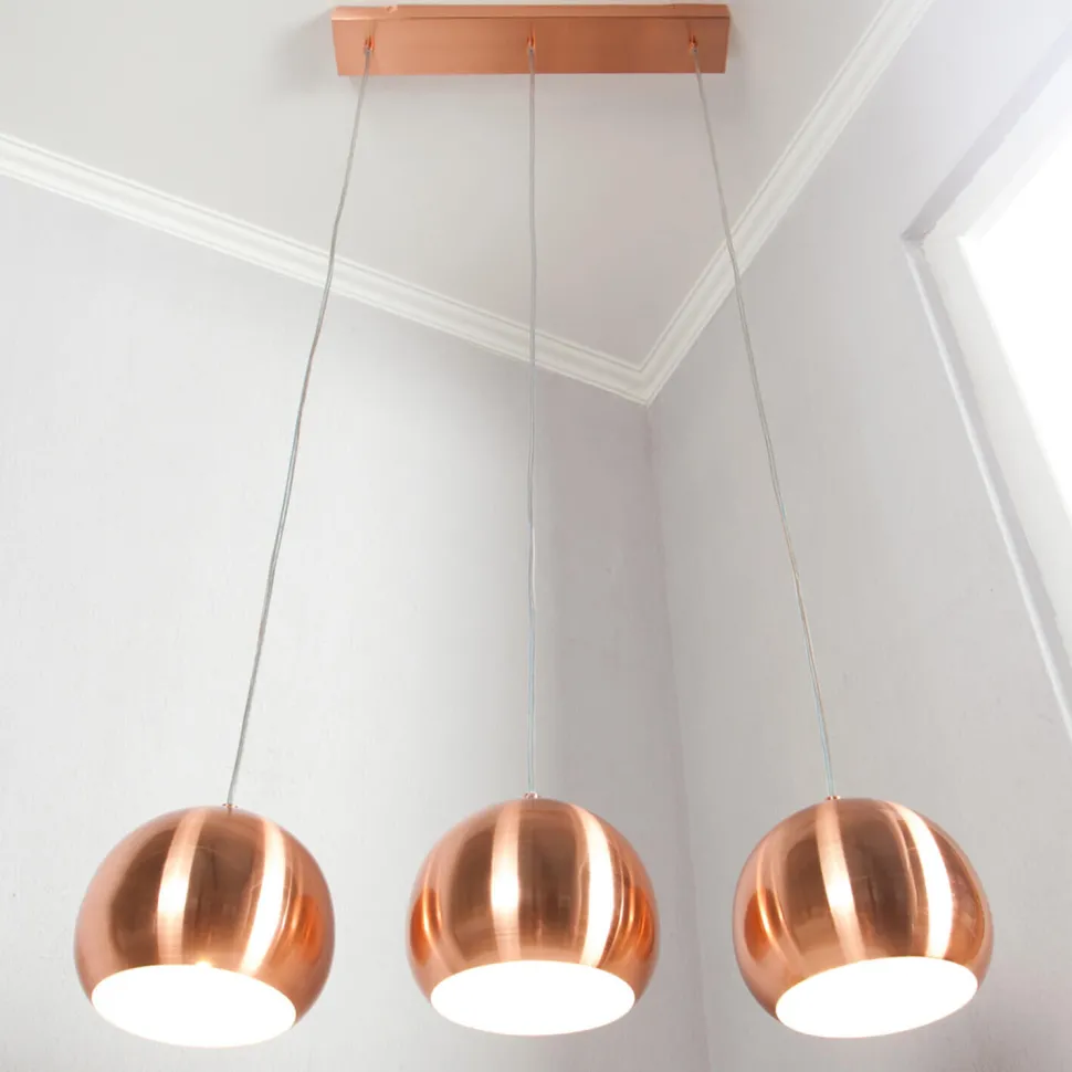 Glänzende Hängeleuchte Retro lang E27 Kupfer Optik