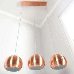 Glänzende Hängeleuchte Retro lang E27 Kupfer Optik