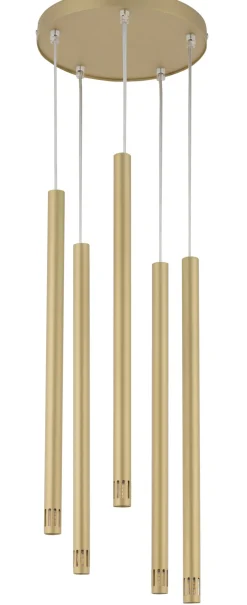 Goldene Hängelampe Metall Zylinder Modern 5-flmg rund