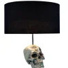 Gothic Tischlampe Modern Totenschädel Silber Schwarz